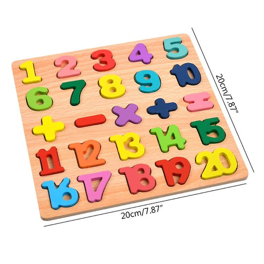 ABC & Math Wooden Puzzle, educational learning toy, interactive, image 2 of 3.
