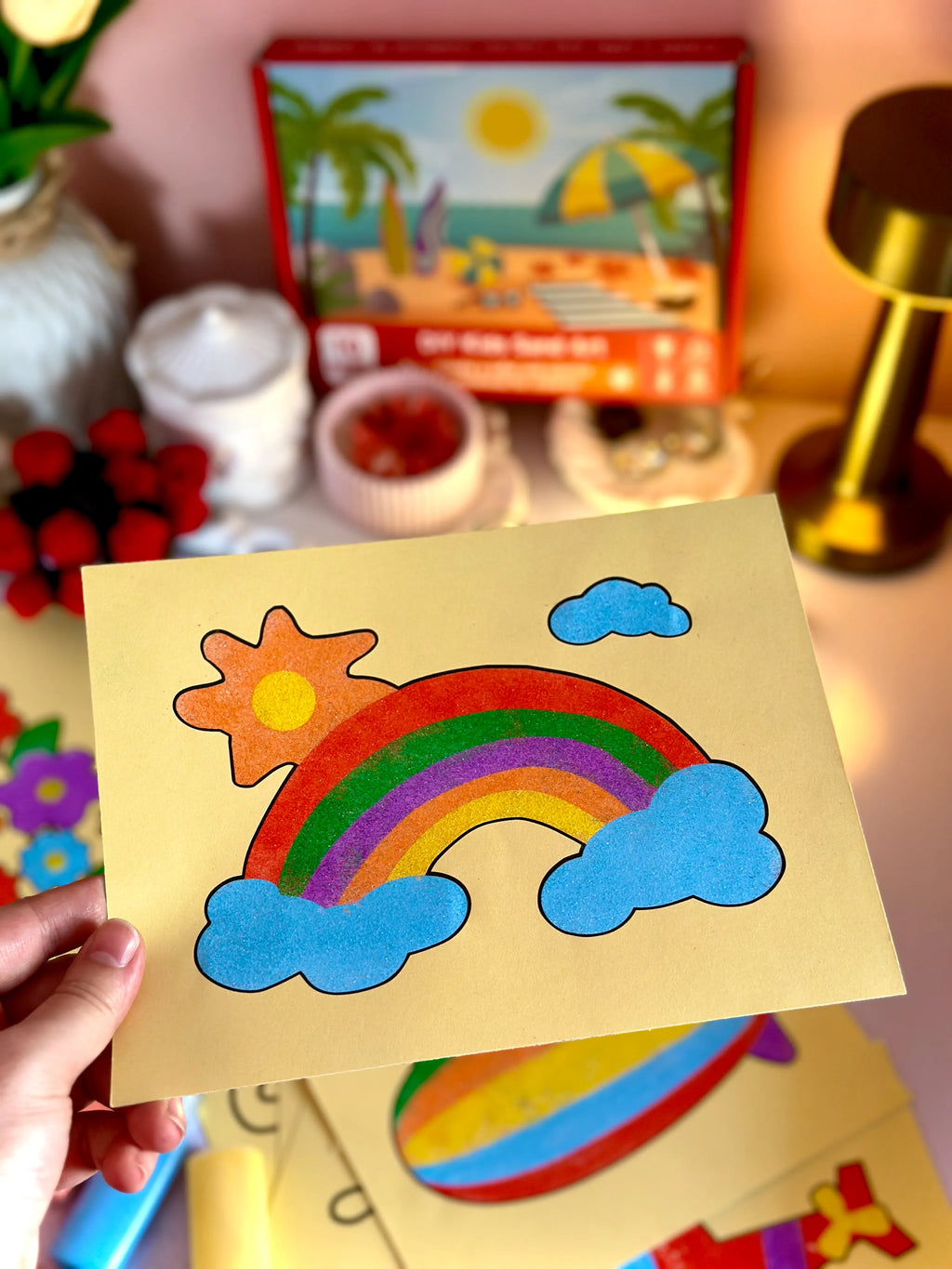 Sand Sticker Art Kit - Set of 10 Stickers and 6 Sand Bottles