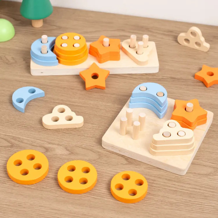 Four Sets Of Columns | Shape Sorter Wooden Toy - Image 1