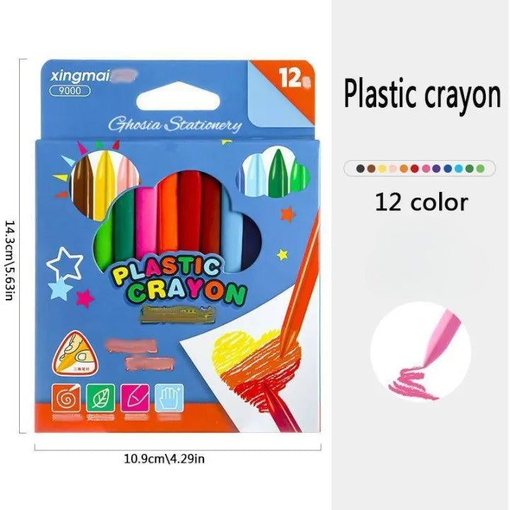 Plastic Triangular Shaped Color Crayons | 12 Pcs & 18 Pcs Coloring Set - Image 1