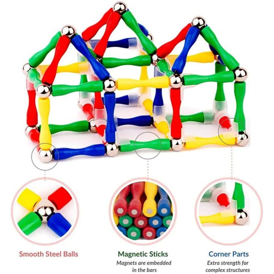 Master Magnetic Construction Blocks | Magnetic Balls & Sticks | 63 & 124 Pcs - Image 1