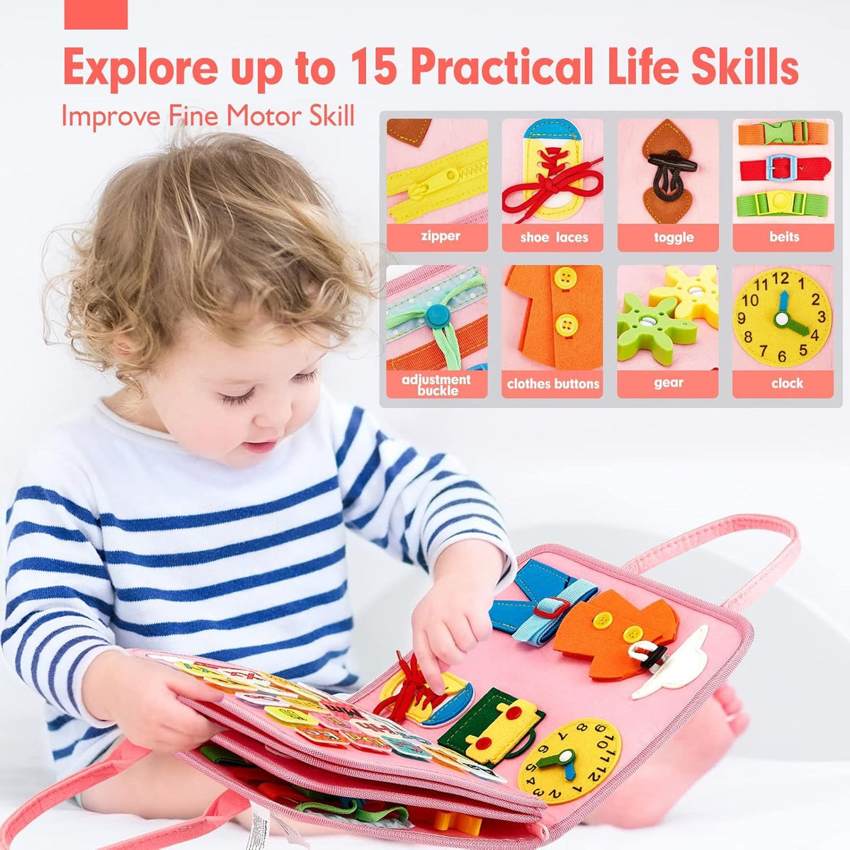 Hahaland Montessori Busy Book, multi-sided educational toy, interactive learning for toddlers, image 2 of 8.
