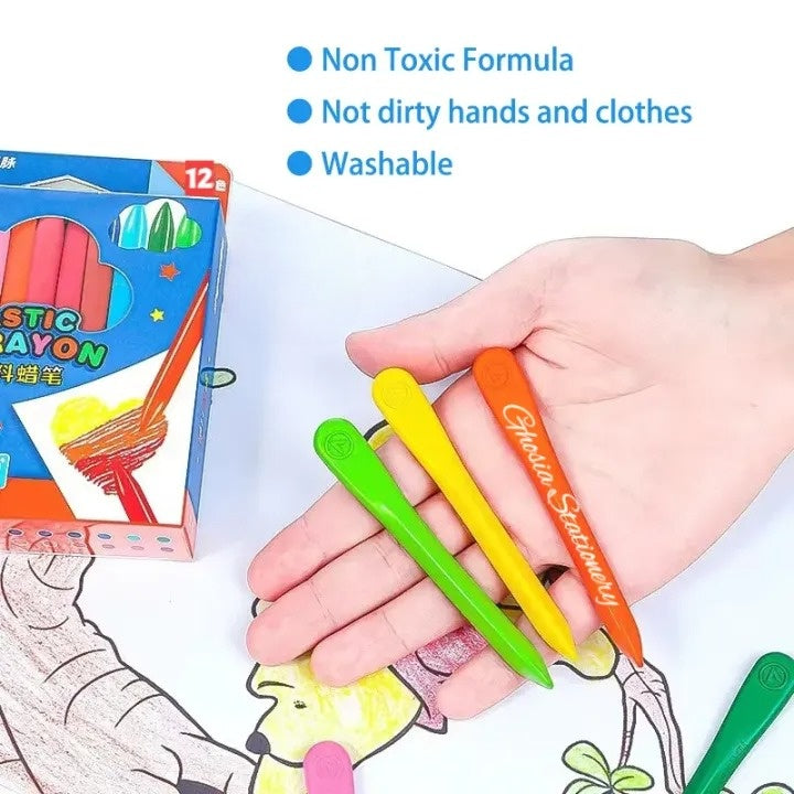 Plastic Triangular Shaped Color Crayons | 12 Pcs & 18 Pcs Coloring Set - Image 2