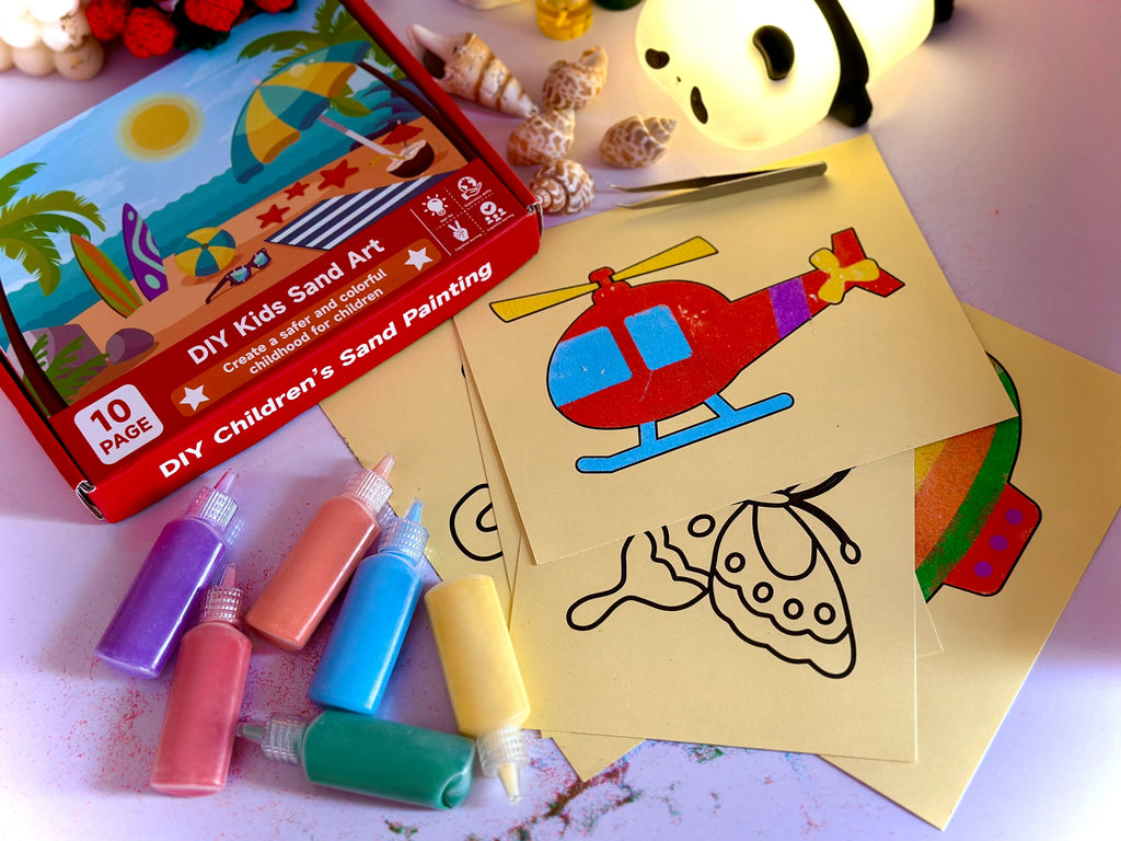 Sand Sticker Art Kit - Set of 10 Stickers and 6 Sand Bottles