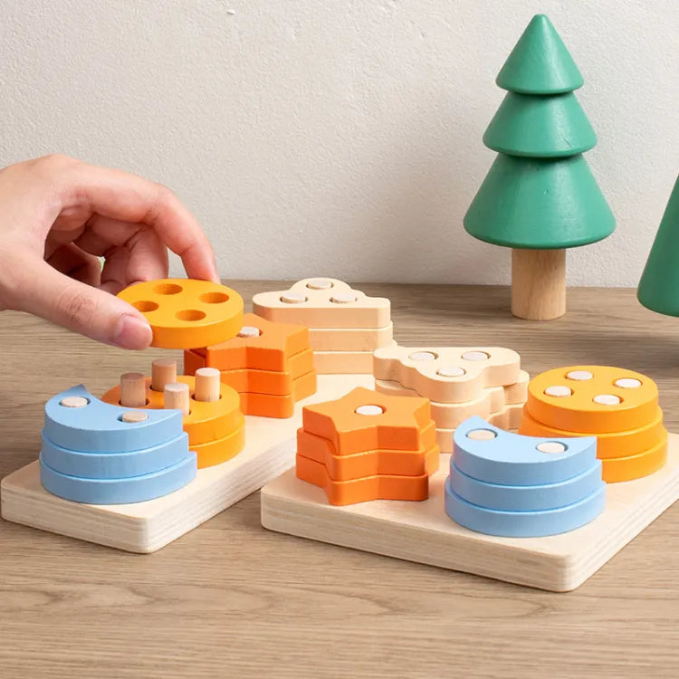 Four Sets Of Columns | Shape Sorter Wooden Toy - Image 3