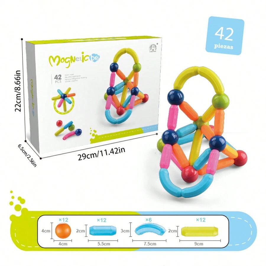 42 Pieces DIY 3D Model Magnetic Stick and Ball Construction Set