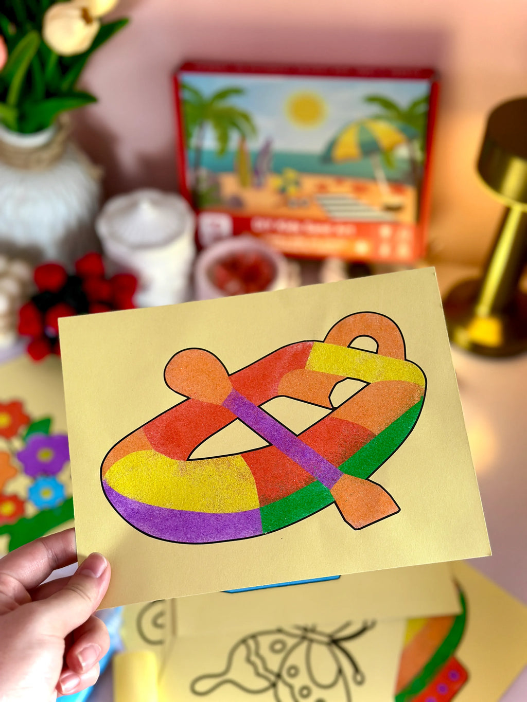 Sand Sticker Art Kit - Set of 10 Stickers and 6 Sand Bottles