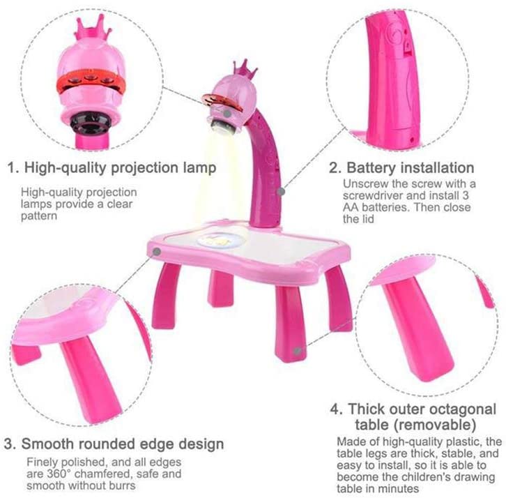 Kids drawing projector table, trace & draw with lights, music. Educational art toy for children. Image 3 of 11.