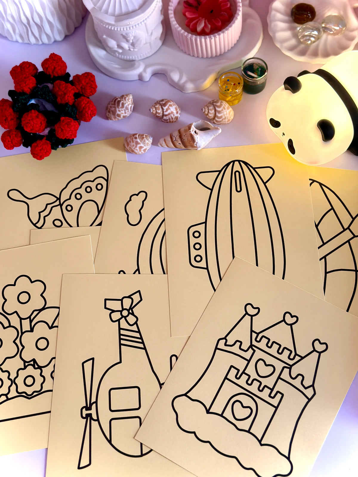 Sand Sticker Art Kit - Set of 10 Stickers and 6 Sand Bottles