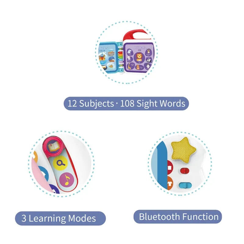 Kids Melody 108 Words Book | 3 Learning Modes, Bluetooth Function & 12 Subjects-108 Sight Words - Image 4