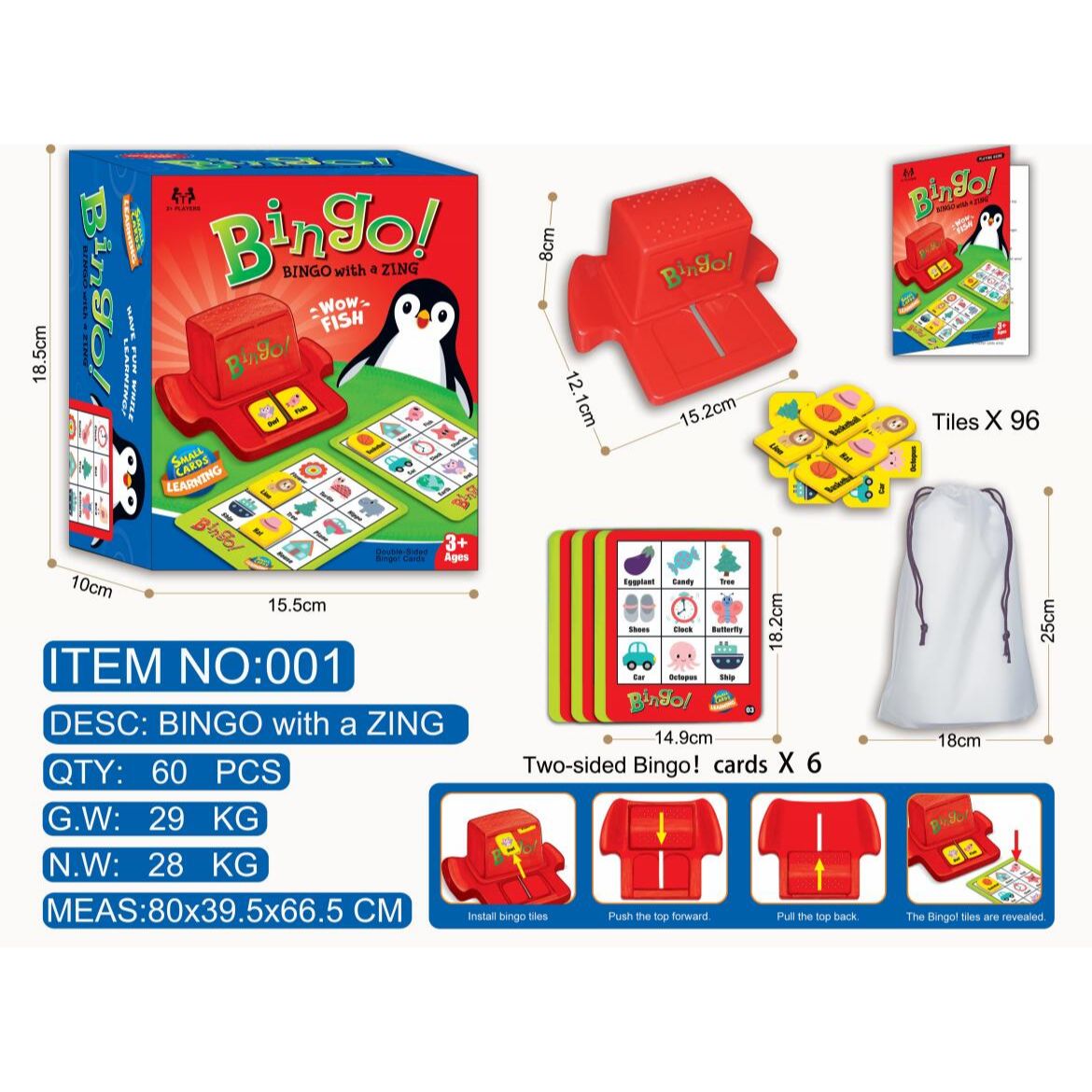 Bingo Penguin Wow Fish | Bingo Cards Toy - Image 6