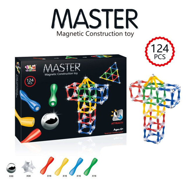 Master Magnetic Construction Blocks | Magnetic Balls & Sticks | 63 & 124 Pcs - Image 9