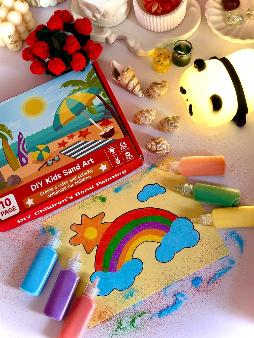 Sand Sticker Art Kit - Set of 10 Stickers and 6 Sand Bottles