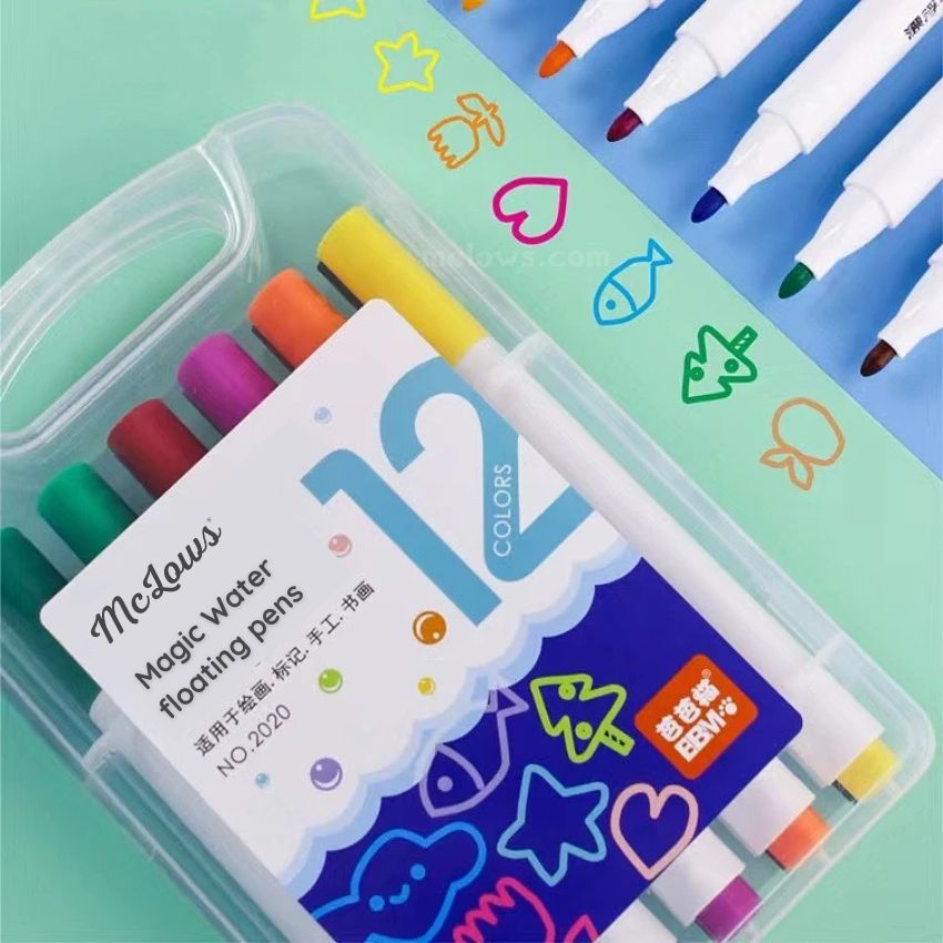 Floating Drawing Pens, Magical Water Art Markers. Set of colorful pens creating floating art. Image 4 of 8.