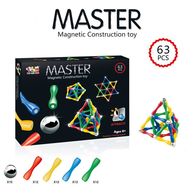 Master Magnetic Construction Blocks | Magnetic Balls & Sticks | 63 & 124 Pcs - Image 8