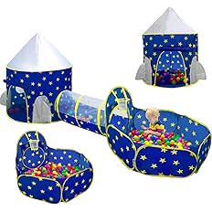 PigPigPen 3pc Kids Play Tent for Boys with Ball Pit, Crawl Tunnel, Princess Tents for Toddlers, Baby Space World Playhouse Toys, Boys Indoor& Outdoor Play House, Perfect Kid’s Gifts