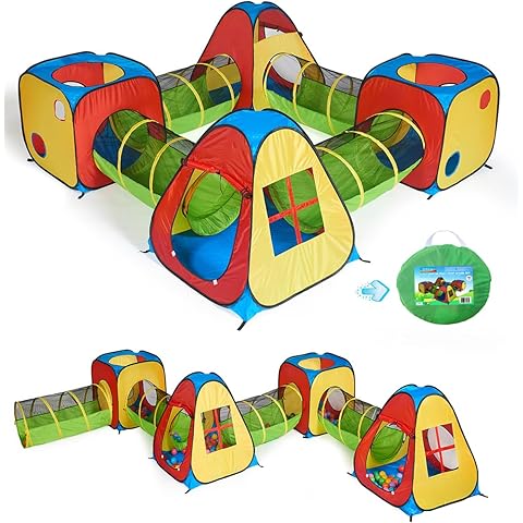 PigPigPen 3pc Kids Play Tent for Boys with Ball Pit, Crawl Tunnel, Princess Tents for Toddlers, Baby Space World Playhouse Toys, Boys Indoor& Outdoor Play House, Perfect Kid’s Gifts
