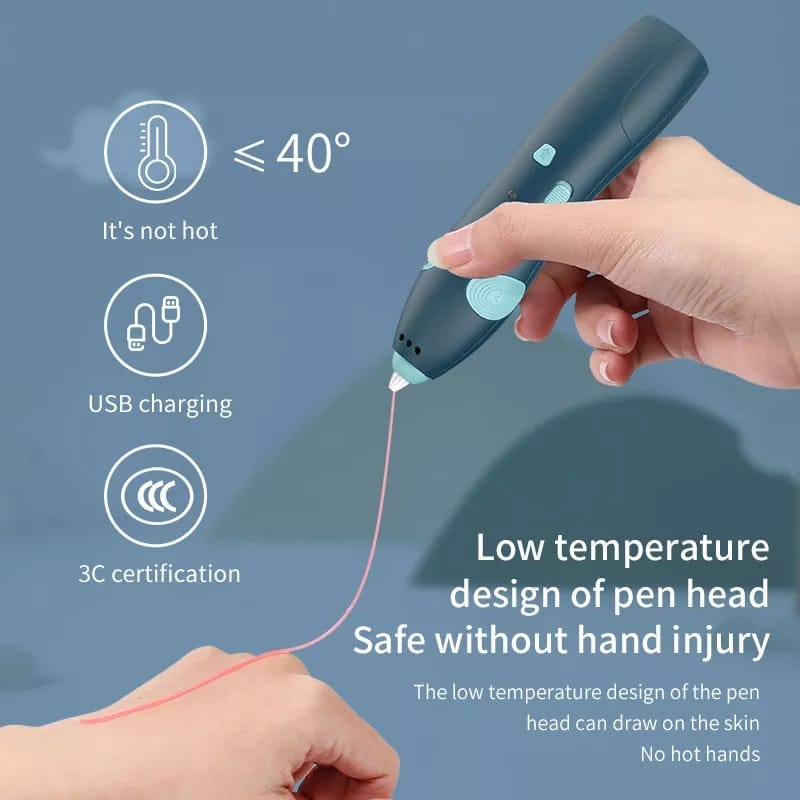 Colorful 3D printing pen for kids, creating a vibrant red sculpture. Creative art & craft toy, image 3 of 7.