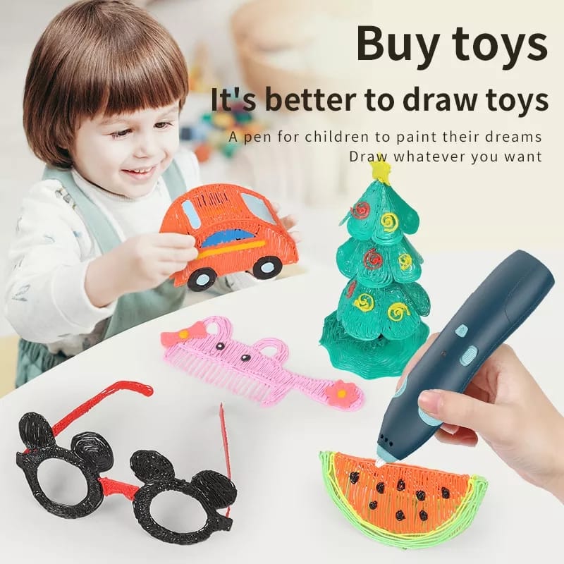 Kids using a 3D printing pen to create a colorful, tangible art piece, fostering creativity.