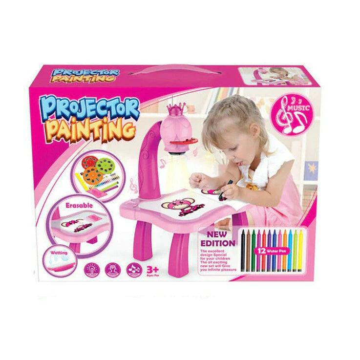 Kids drawing projector table, trace & draw with light, music, and projector. Image 8 of 11.