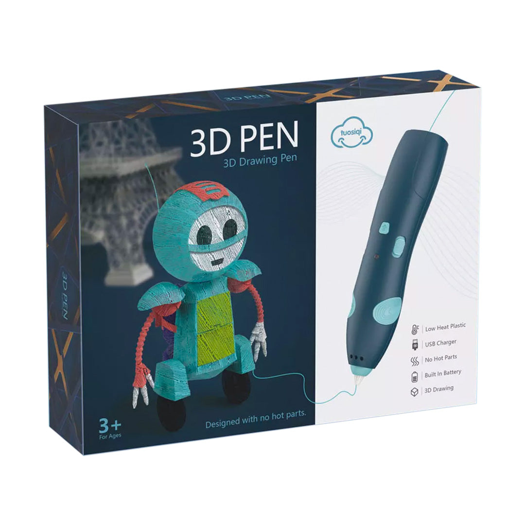 Kids using 3D printing pen to create colorful art, close-up, creative craft activity.